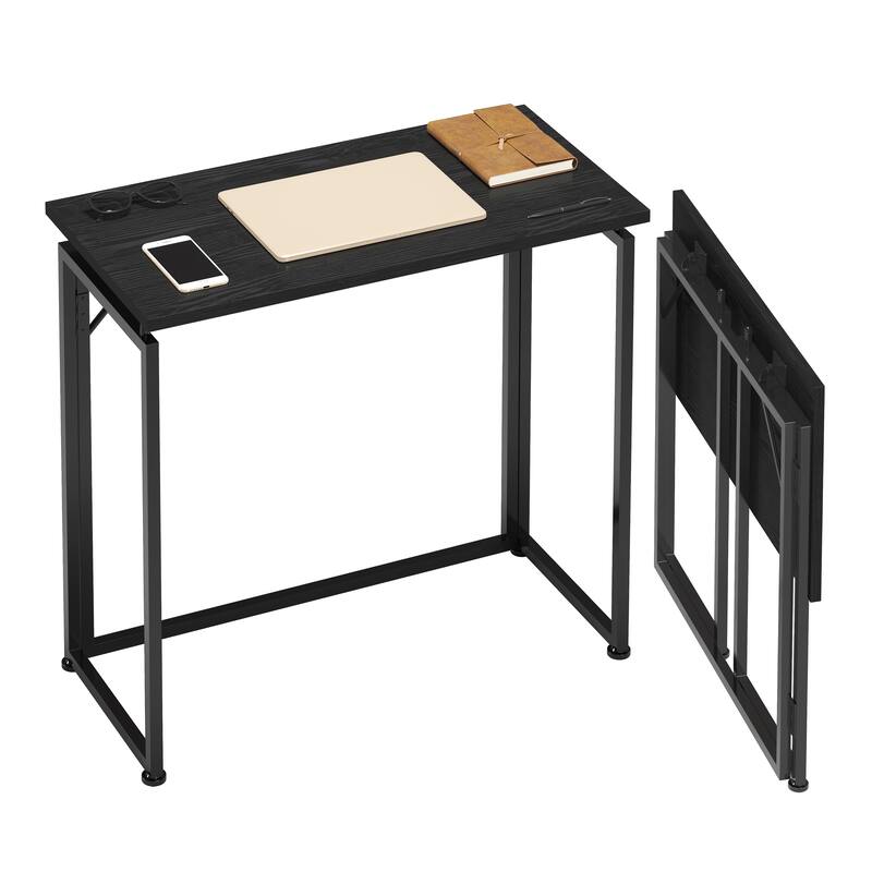 31.5 in. Folding Desk for Small Spaces, No Assembly Required, Black