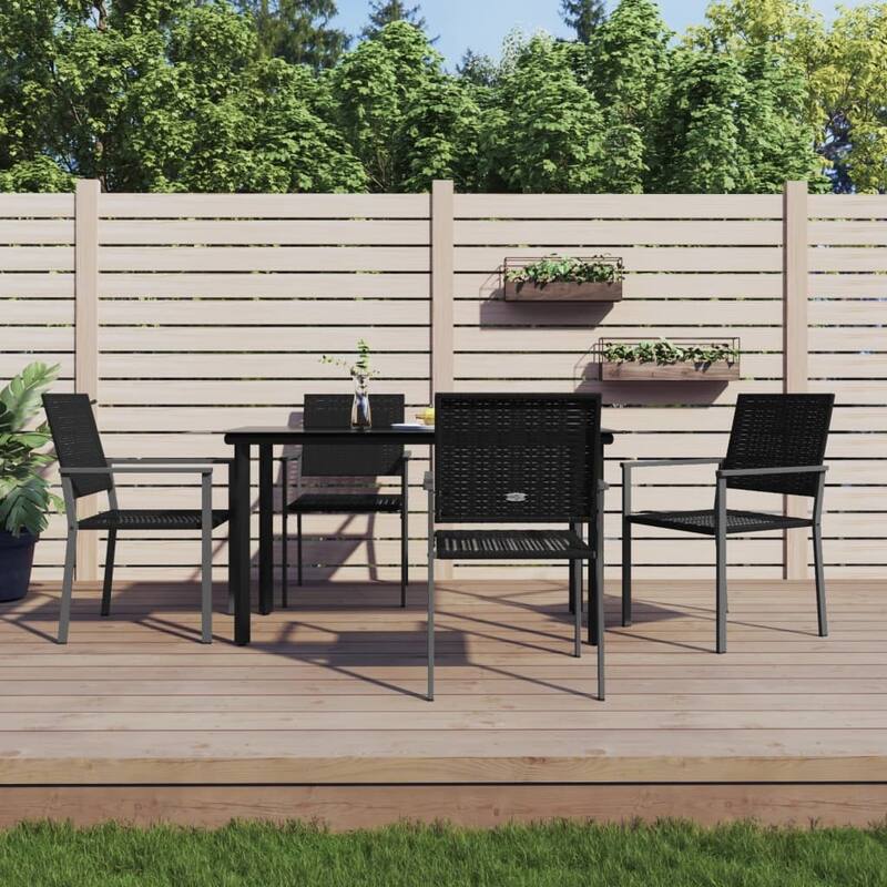 vidaXL Patio Dining Set Outdoor Dining Table and Chair Poly Rattan and Steel