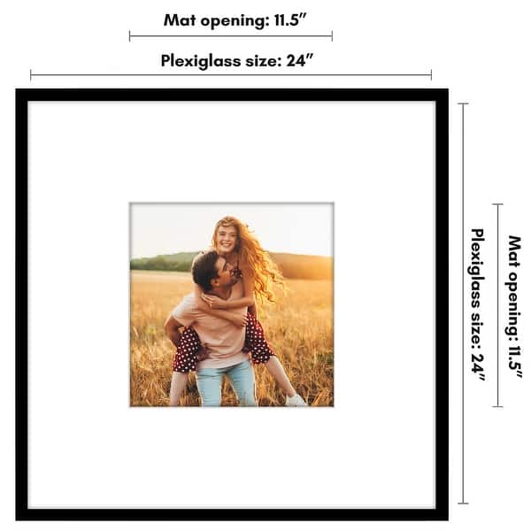 dimension image slide 5 of 7, Americanflat Picture Frame with Oversized Mat - Plexiglass Cover