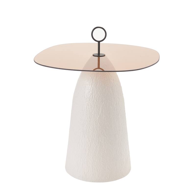 Christopher Knight Home - Lunaro Modern Glass Top Metal Base Accent Side Table with Sculptural Conical Design