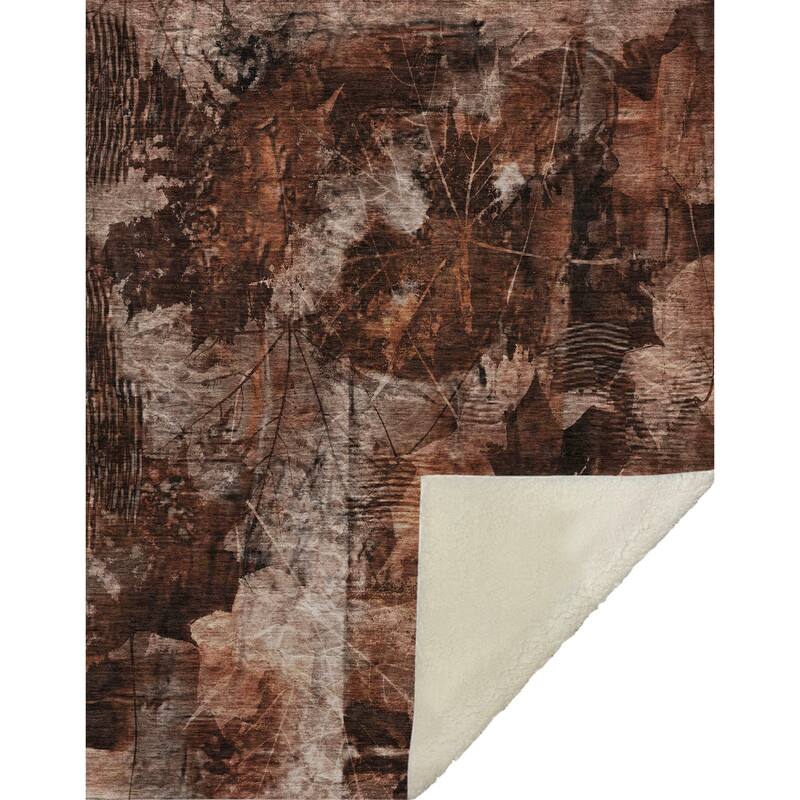 Premium Machine Washable Floral Abstract Sherpa Throw Blanket
