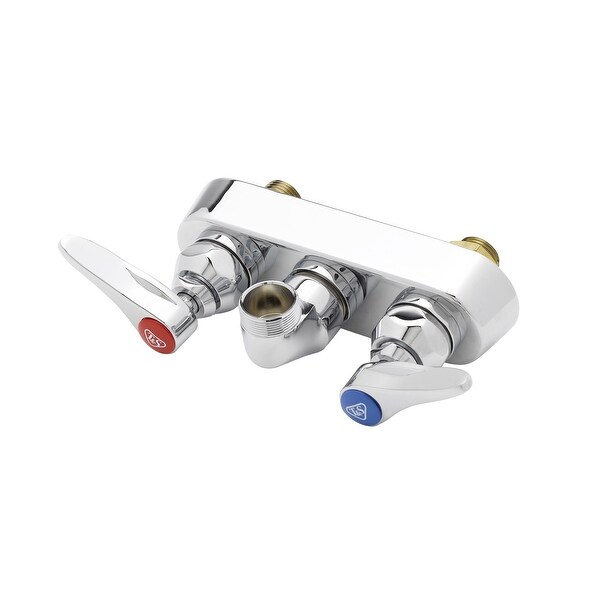 T and S Brass B-1115-LN Wall Mounted Workboard Faucet with 4" Centers and Lever Handles - Chrome