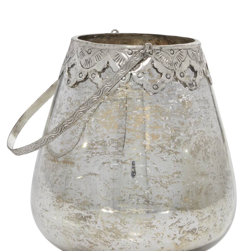 Glass Decorative Candle Lantern - Set of 3 Silver - Roche River Decor