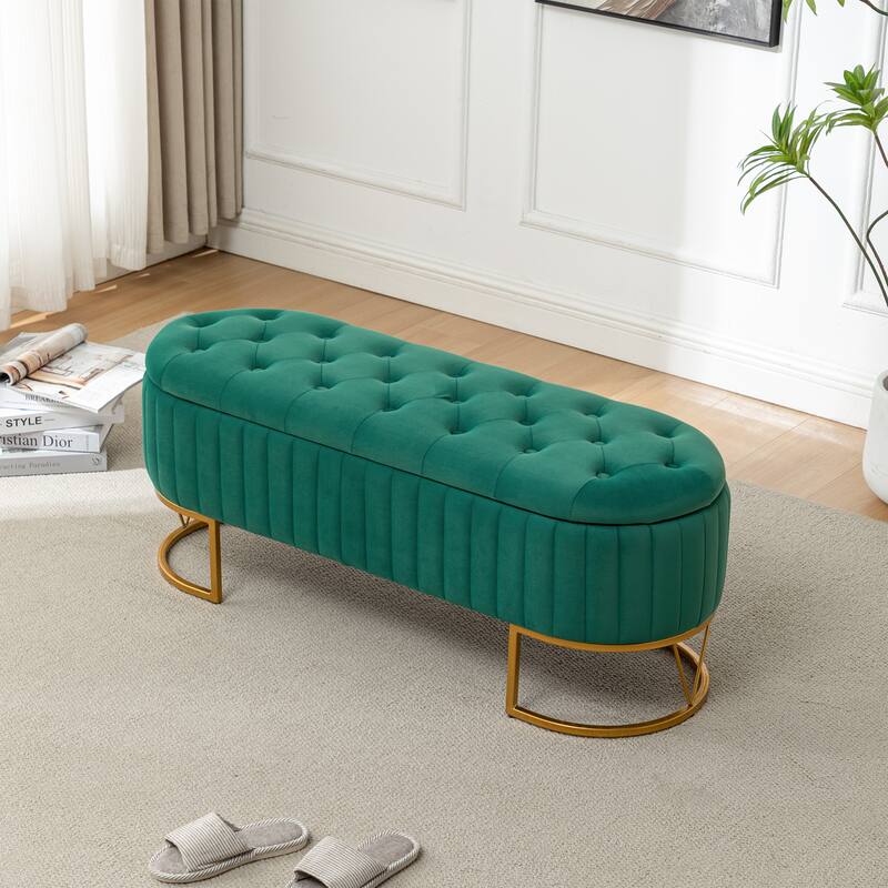 Velvet Storage Bench for Bedroom