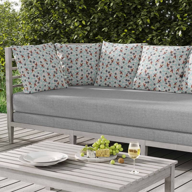 Songbird Flora Parade Indoor/Outdoor Reversible Throw Pillow White and Orange