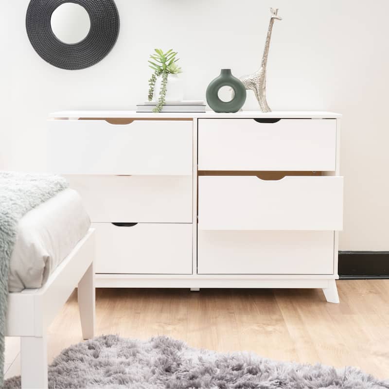 Purcell Pine Wood 3-Piece Bedroom Set with 6-Drawer Dresser and 3-Drawer Nightstands (Set of 2)