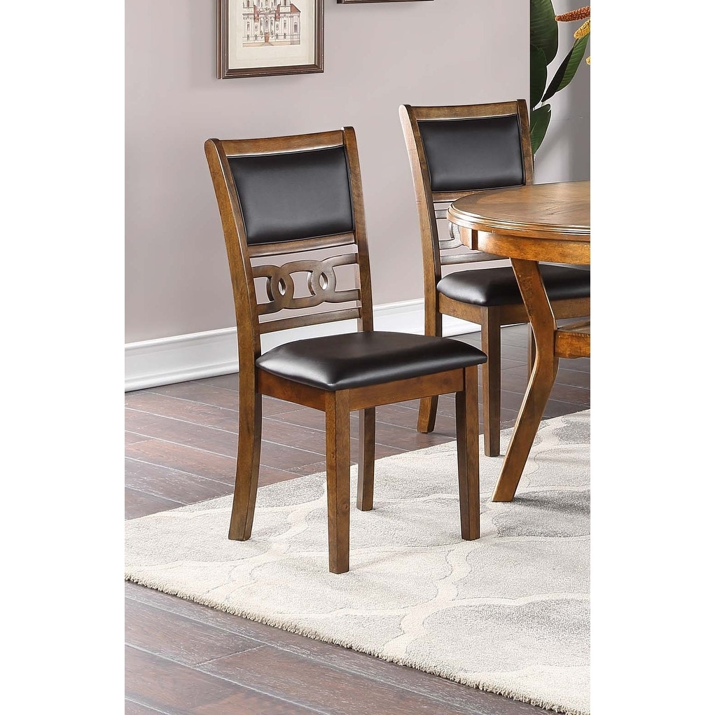 Transitional Style Dining Chairs Walnut Finish Padded Seat And Backrest