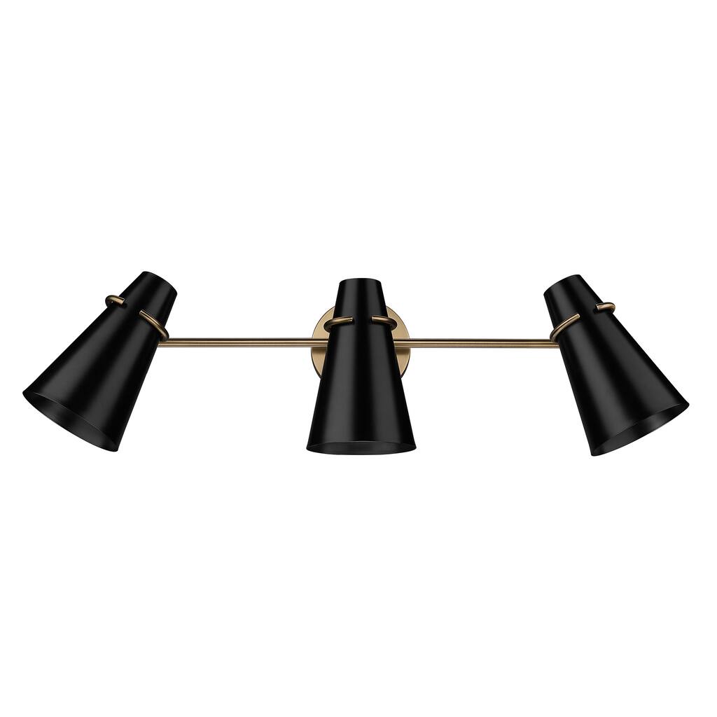 Golden Lighting Reeva 3-light Vanity in Modern Brass and Matte Black shade