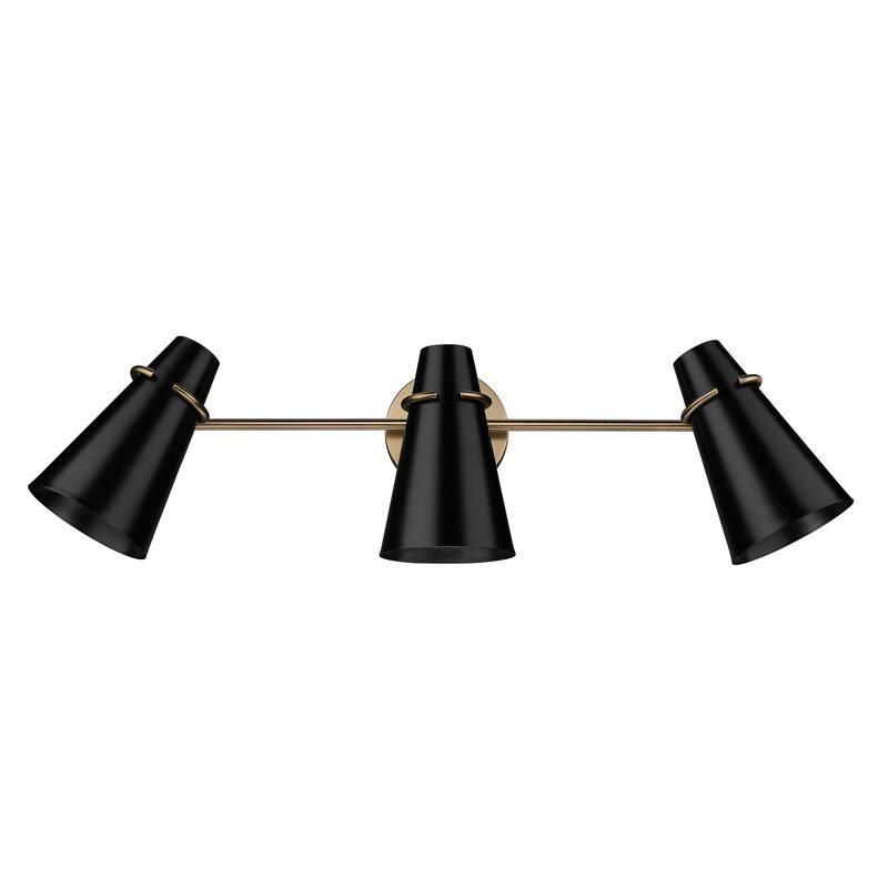 Golden Lighting Reeva 3-light Vanity in Modern Brass and Matte Black shade