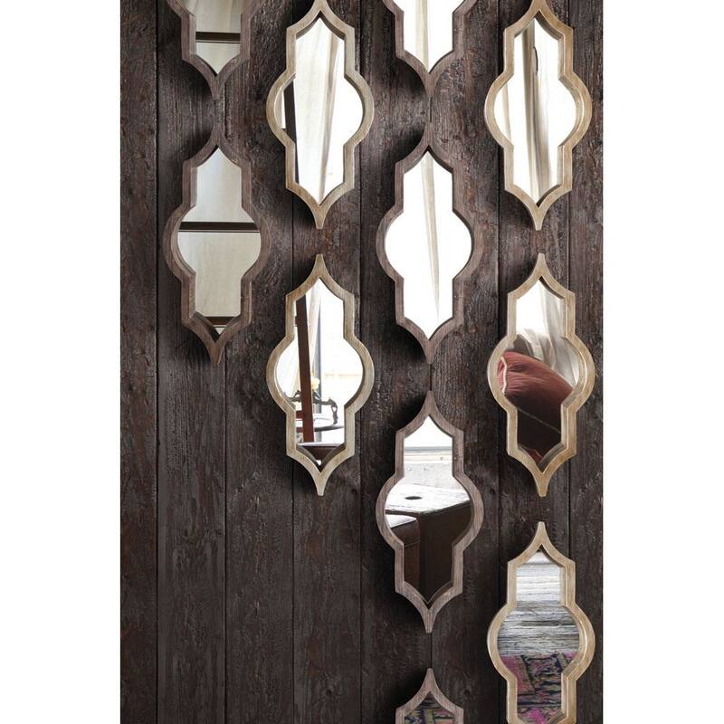 HomeRoots 34" Stained Novelty Accent Mirror Wall Mounted With Frame - 14.96