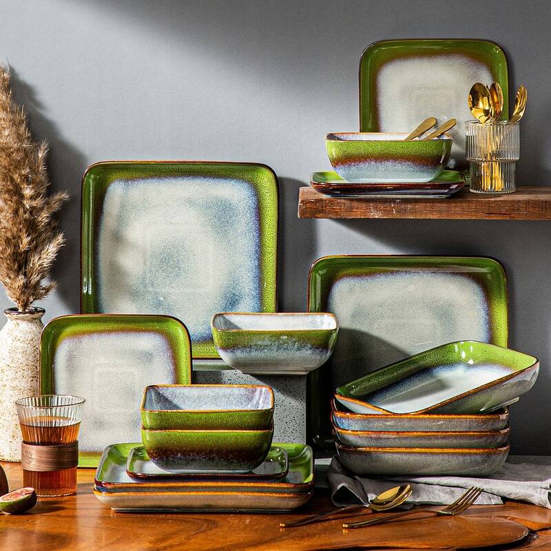 vancasso Stern Reactive Glaze Stoneware Dinnerware Set, Service for 4