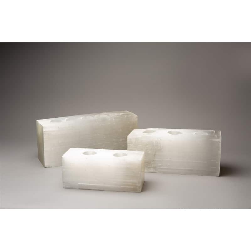Selenite 2 Tealight Votive Holder- A
