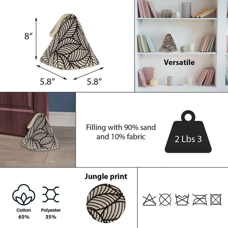 Jungle Print Cotton Weighted Bag Door Stop 2.3 lbs - 8"H x 5.8"L x 5.8"W