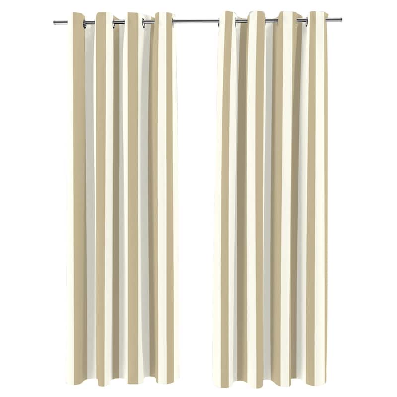 54" x 84" Grommet Semi-Sheer Outdoor Curtain Panel - Khaki Stripe