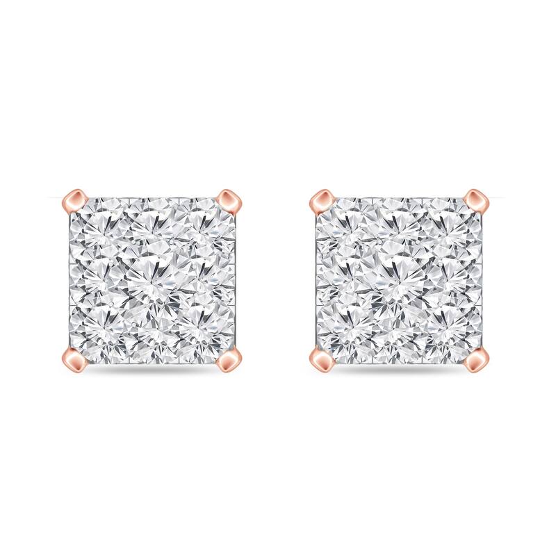 Auriya 14k Gold 1 1/2ctw Square Pave Diamond Stud Earrings (H-I, I1-I2)