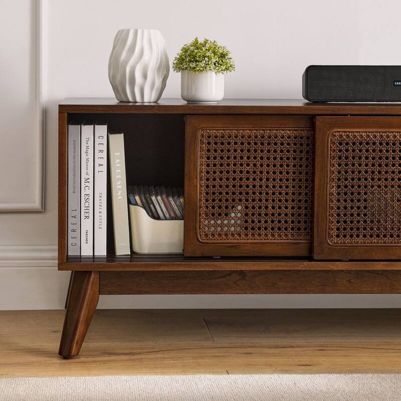 Modern Rattan TV Stand for 65 Inch TV - n/a