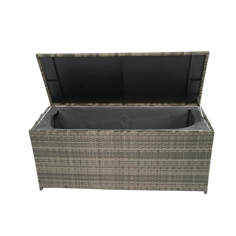 Lightweight Rattan Metal Storage Box with Lid and Removable Liner for Indoor Outdoor Patio and Pool​
