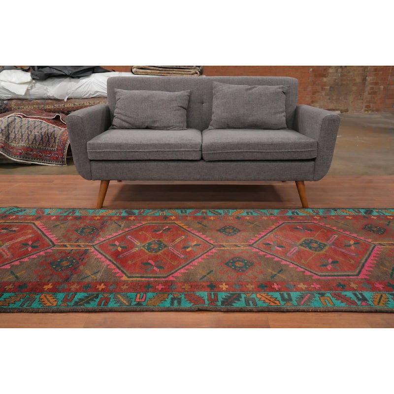 Hand Knotted Oriental 100% Wool Carpet Traditional Tribal Red Ardebil Runner Rug - 12' 7'' X 3' 6''