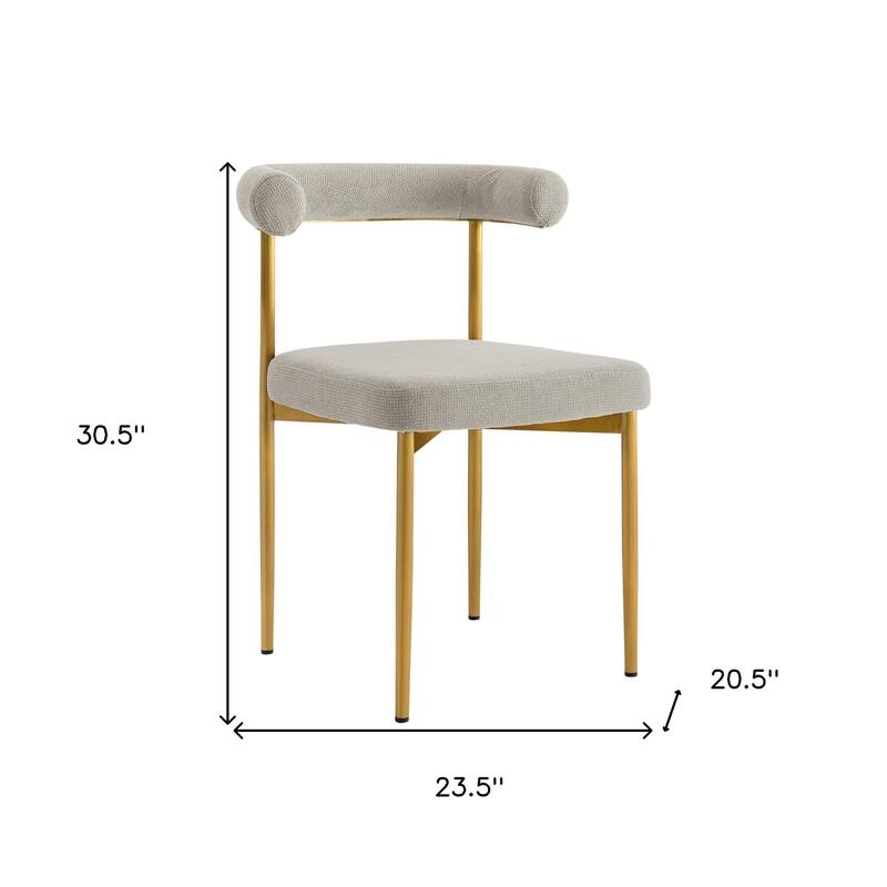 HomeRoots Set of Two Gray And Gold Upholstered Polyester Open Back Dining Side Chairs