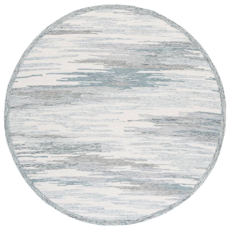 SAFAVIEH Handmade Metro Gittan French Country Wool Rug - 6' Round - Ivory/Grey