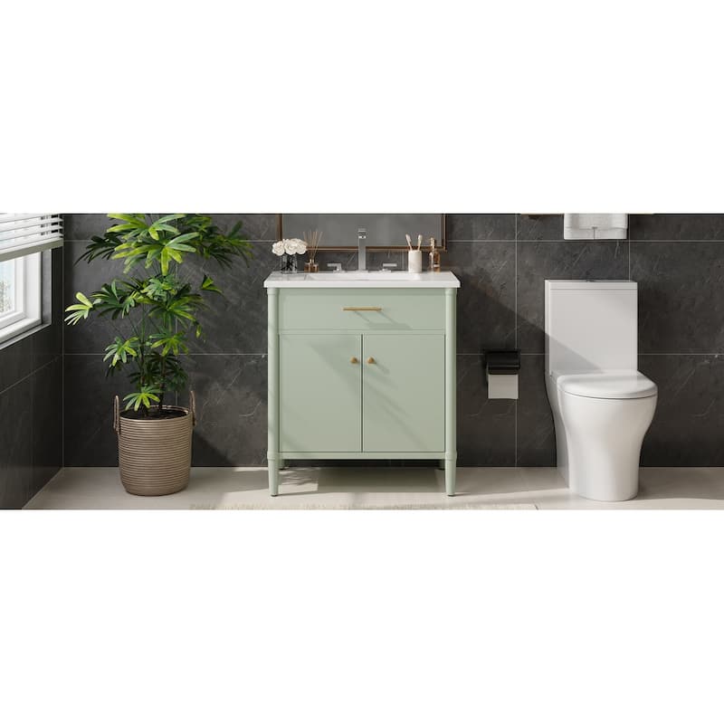 Bathroom Vanity with Sink, Bathroom Cabinet with Soft Close Doors and Adjustable Shelf