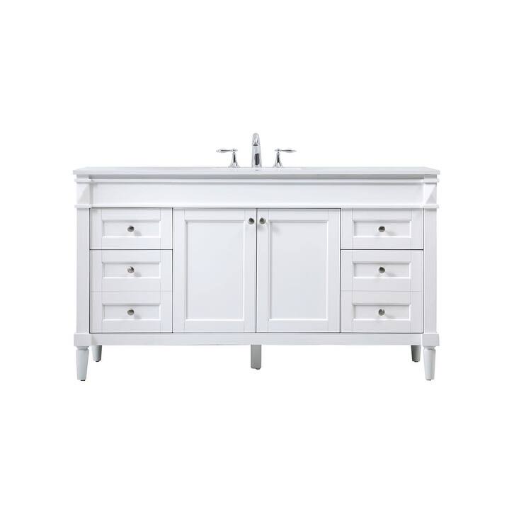 Elegant Lighting VF31860 Bennett 60" Free Standing Single Basin Vanity - White - Painted