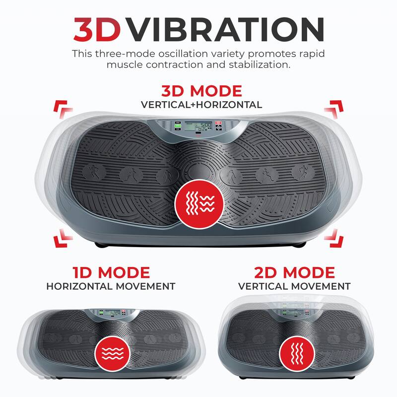 Sunny Health & Fitness 3D Vibration Platform with Resistance Bands, 16 Speed and 3 Vibration Modes - SF-VP822057