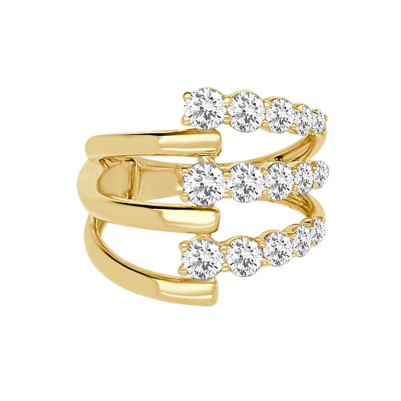 Auriya 14k Gold Lab Grown Round Diamond Three-Row Open Band Ring 1.30 ct. tw. (F-G, VS)