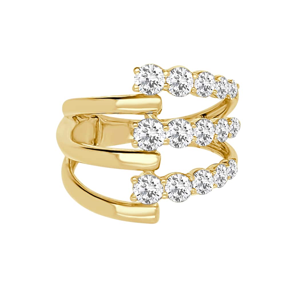 Auriya 14k Gold Lab Grown Round Diamond Three-Row Open Band Ring 1.30 ct. tw. (F-G, VS)