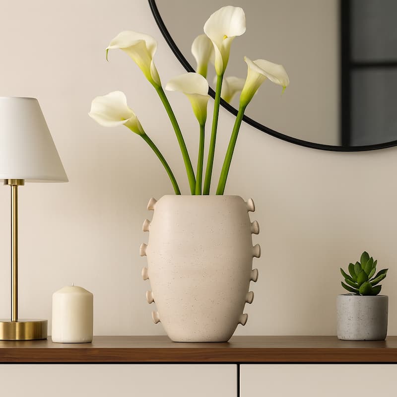 Sculptural Flower Vase with Unique Side Detailing - Ivory