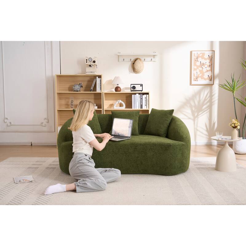 LY-049S Curved Modern Boneless Sofa Loveseat, Backrest Upgrade