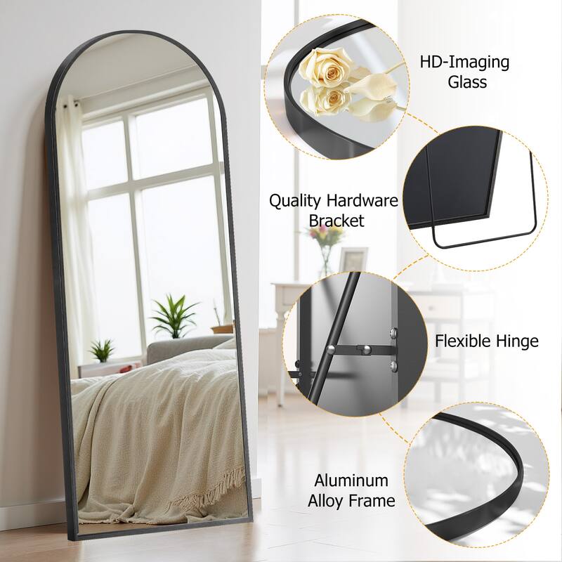 Full Length Mirror with Stand, Floor Mirror with Aluminum Alloy Frame for Bedroom, Standing Full Body Mirror for Wall, Cloakroom