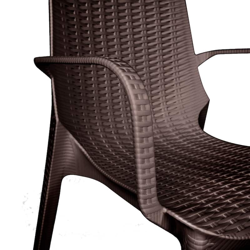 LeisureMod Kent 7-Piece Outdoor Dining Set with 4 Chairs 2 Arm Chairs - 28"