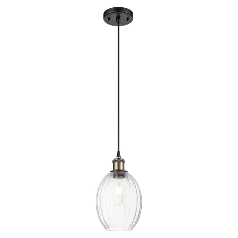 Innovations Lighting Endless Possibilities Ballston - Preston - 1 Light 6" Bulb Shade Cord Hung Mini Pendant - Clear/Black Antique Brass