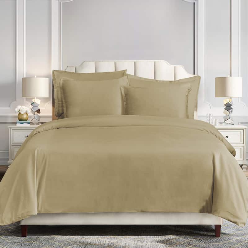 3 PC Velvet Duvet Set - Oatmeal - Queen