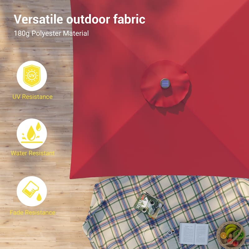 BONOSUKI 6.5x6.5Ft LED Patio Market Umbrella Weather-Resistant Frame