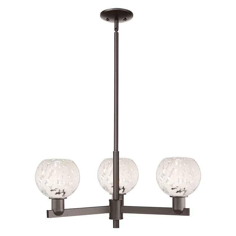 Innovations Lighting Endless Possibilities Arcadia - White Mouchette - 3 Light 28" Stem Hung Chandelier - Oil Rubbed Bronze