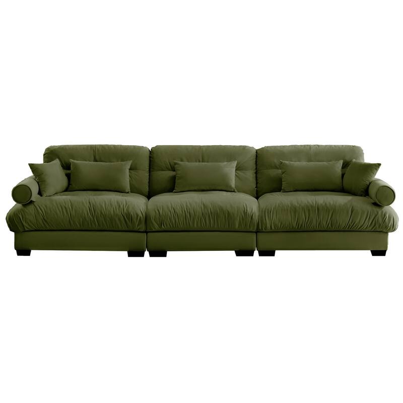 Modern Sectional Couch Comfortable Upholstered Sofa Set with Lumbar Pillow and Throw Pillow for Living Room