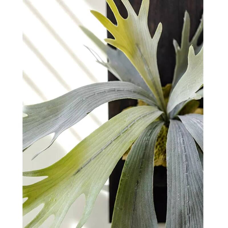 RusticReach Artificial Antler Fern on Solid Wood Base