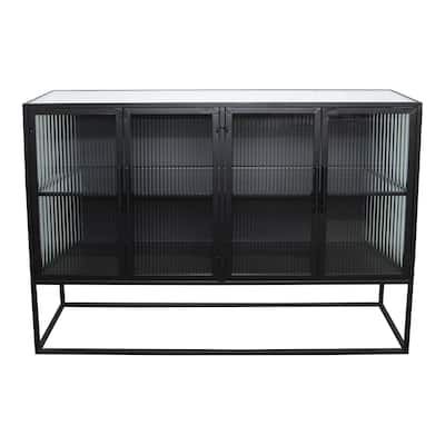 Aurelle Home Industrial Iron and Ribbed Glass Cabinet