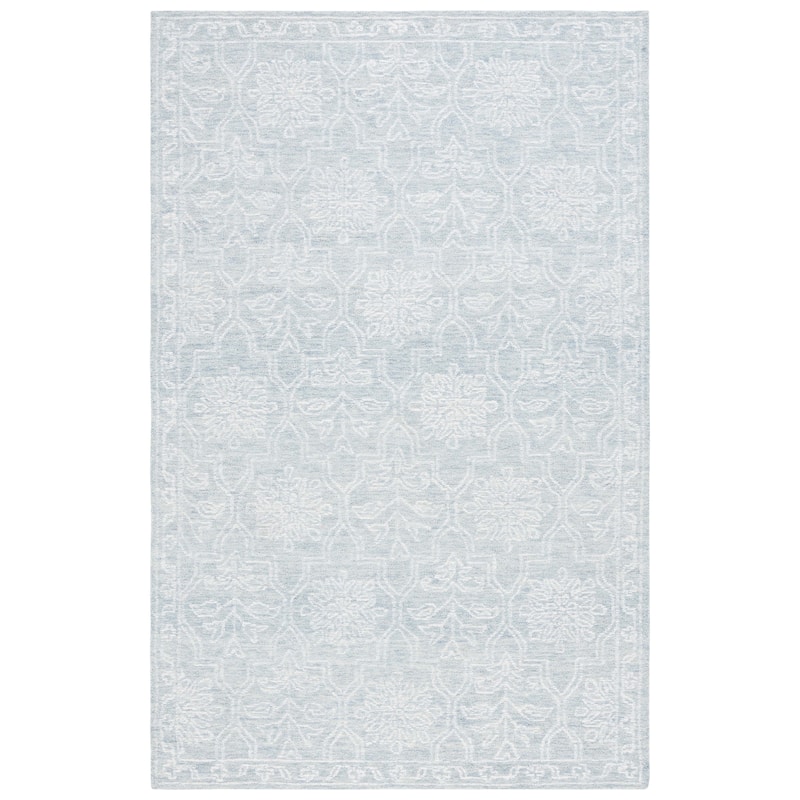 SAFAVIEH Handmade Micro-Loop Annkathrin Wool Rug - 6' x 9' - Light Grey/Ivory