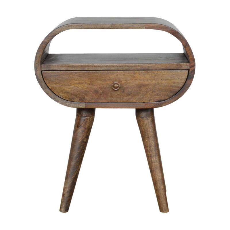 Artisan Furniture Solid Wood Grey Washed Circular nightstand
