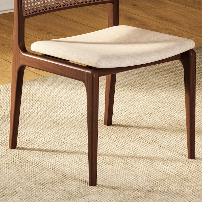 Modern Brazilian - Charlotte - Cane Side Chair - Medley Ivory Seat - Ebano Frame - Natural Cane Webbing