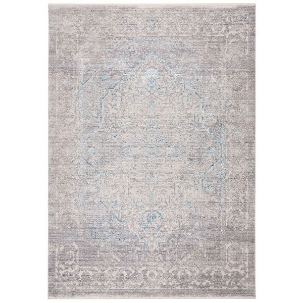 slide 1 of 1, SAFAVIEH Dream Nolwen Vintage Abstract Polyester Rug - Grey/Blue - 2' 6" x 4'