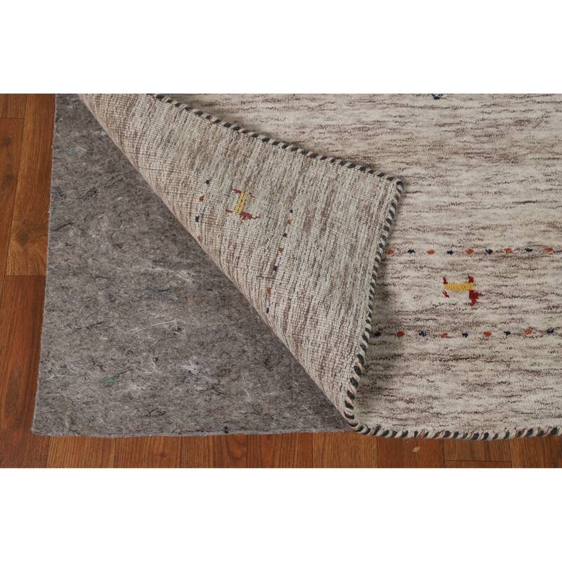 Hand Knotted Oriental 100% Wool Carpet Tribal Stripe Beige & Ivories Gabbeh Area Rug - 5' 9'' X 3' 9''