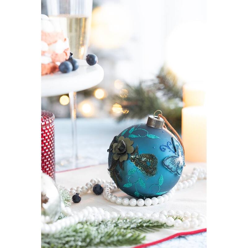 D3.9" Christmas Ball Ornaments, Glass Decorative Hanging Ball Christmas Tree Ornaments for Holiday Decorations, Set of 6