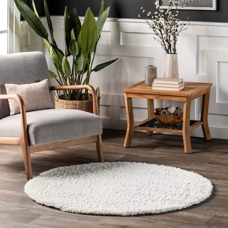 Nuloom Scarlett Modern Plush Shag Area Rug - 4' Round - Off-White - Round