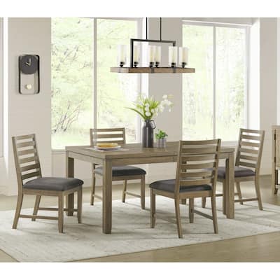 Extendable Dining Table Set 5pc Acacia Wood Chairs Brown Kitchen Table