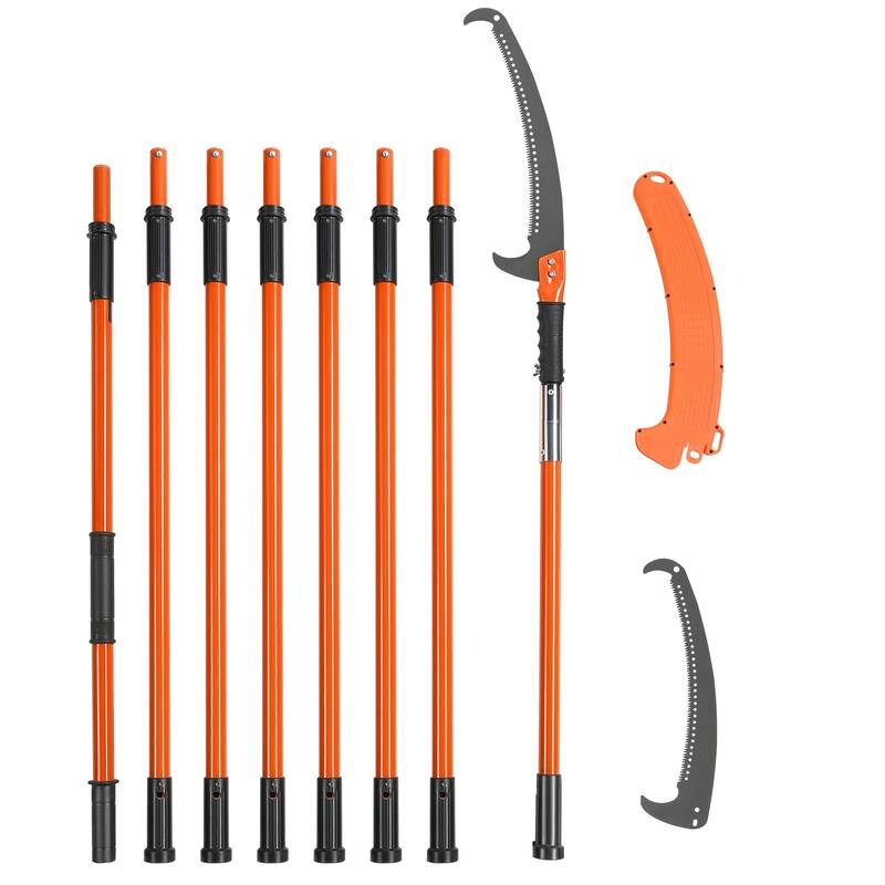 27 Feet Extendable Tree Pruner Manual Pole Saw with Sharp Steel Blade Ideal for High Branches - 7.3ft -27 ft