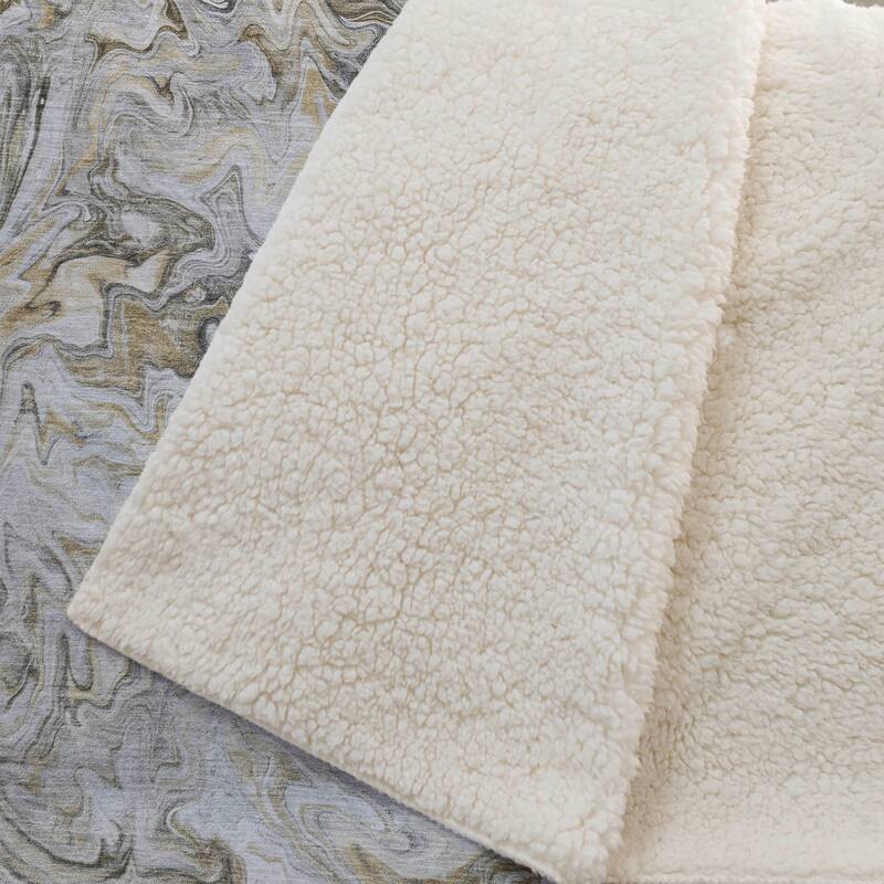 Premium Machine Washable Abstract Watercolor Sherpa Throw Blanket